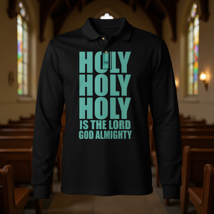 Camiseta Polo Promocional de Manga Larga con Escritura Cristiana de Adoración Sagrada - Product Image 3