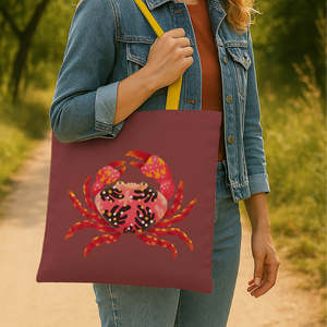 High Quality Cute Crab <b>Tote</b> Bag Zipper Closure Solid Color Nylon <b>Plastic</b> Material Cotton Portable Outdoor-Friendly for All - Product Image 2