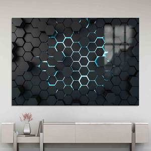 Impression sur toile moderne : Art mural géométrique 3D en hexagone noir, verre - Product Image 1