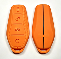 Housse de clé de voiture d'usine en silicone à quatre boutons pour BYD Yuan Plus Atto 3 Dolphin, étui de clé intelligente texturé jaune