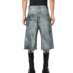 กางเกงขาสั้นเอวสูงแบบวินเทจแบบขาดใส่สบายทรงหลวมผ้าคอตตอนลาย100% แฟชั่นลำลองฤดูร้อนสั่งขายส่ง - Product Image 3