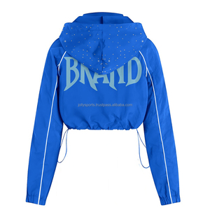 Chaquetas cortavientos cálidas de invierno ODM/OEM para mujer, diseño de cuello personalizado con algodón, cortavientos de tamaño de relleno, tela de calidad hecha - Product Image 3