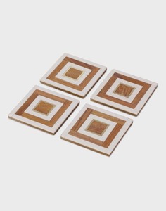 Ensemble de sous-verres carrés modernes Décor de table de boissons réutilisables au design élégant en bois et en résine pour la maison Sous-verres carrés élégants - Product Image 2