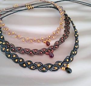 Collier en macramé vintage fait à la main, chaîne à maillons, taille libre, perles unisexes pour cadeau de mariage - Product Image 5