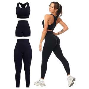 Offre Spéciale 5 pièces ensemble haut et bas Gym Fitness costume femmes entraînement vêtements de sport blanc Logo personnalisé Yoga ensemble - Product Image 3