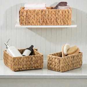 ISLA Set of 3 Handwoven Hyacinth Rect Nestable Storage <b>Basket</b> Rect Organizer Trays for Home Hotel Retail <b>Display</b> OEM Wholesale - Product Image 2