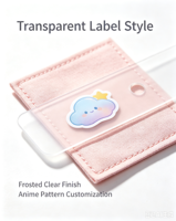 Étiquette d'entretien personnalisée pour vêtements, en PVC souple transparent, ruban de coton, étiquette tissée, motif anime, étiquette de taille pour vêtements