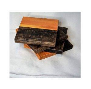 Dessous de verre carré en bois de résine époxy avec des cadeaux carrés de sable pour l'article décoratif de réchauffement de la maison - Product Image 2