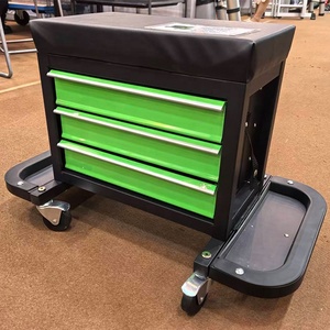 Rolling Mechanic <strong>Stool</strong> &amp; Garage Creeper Seat with 3-Drawer Tool Storage Chest - Product Image 1