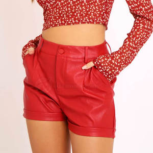 Gran oferta, nueva moda para mujer, pantalones cortos de cuero transpirables de cintura media, ropa deportiva de talla grande, bolsillo, cintura elástica, logotipo personalizado privado - Product Image 5