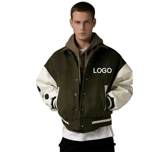 Blazer Hi Hop pour hommes, manteau, veste de baseball lavée brodée pour hommes, veste d'université tissée sur pied, veste OEM, vente en gros de logo personnalisé - Product Image 1