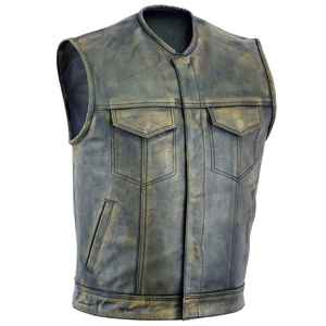 Outwear diseño personalizado hombres Chaleco de cuero de alta calidad a prueba de viento e impermeable prendas de vestir exteriores Vintage marrón hombres 100% Chaleco de cuero genuino - Product Image 1