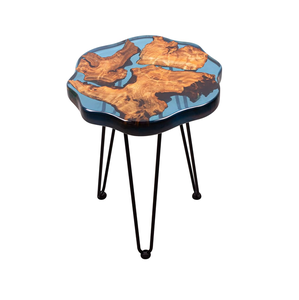 Bois et résine Table tabouret d'appoint produit Table basse tabouret latéral rond pour salon bureau maison pour la décoration - Product Image 4