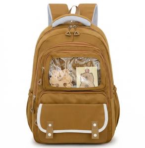 Sac à dos étudiant grande capacité, résistant à l'eau, léger, avec fenêtre transparente, multi-poches, compatible ordinateur portable, fermeture éclair, 45 cm - Product Image 1