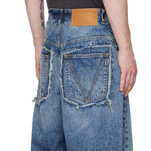 Ropa de calle, pantalones vaqueros desgastados azules para hombre, estilo callejero no elástico, pantalones vaqueros holgados de talla grande para hombre, Pantalones vaqueros de cinco bolsillos para hombre - Product Image 2