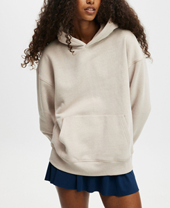 Sudadera con capucha de algodón 100% de alta calidad para mujer, hombro caído de gran tamaño, logotipo impreso personalizado, ropa informal de invierno, sudaderas con capucha para mujer - Product Image 6