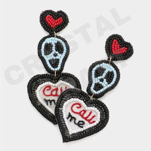 Pendientes con cuentas de diseñador Vintage I LOVE YOU para mujer, día conmemorativo patriótico, tela de Color naranja, blanco y azul para bodas - Product Image 2