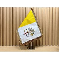 Drapeau de bureau double face USA TOP FLAGS INC. Vatican City 8x12 pouces avec mât 800g – Accessoires de présentation pour bureau