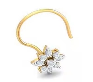 14K Yellow Gold Real <b>Diamond</b> <b>Studded</b> <b>Nose</b> Pin 0.20TCW Elegant <b>Diamond</b> Necklace - Product Image 1