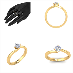 Bague classique en or 18 carats pour femme avec 0,25Cts VS Clarity Lab Grown EF Color Diamond Jewelry - Product Image 2