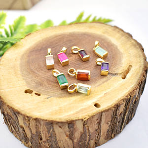 <b>Crystal</b> Quartz Collet Set Charm Gold Plated Baguette Shape Gemstone Prong Pendant for Necklace Handmade Charm For <b>Jewelry</b> Making - Product Image 5