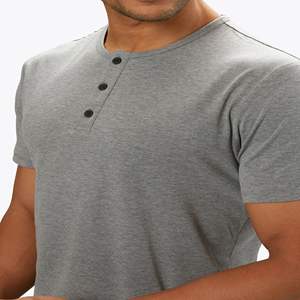 Customizable Wholesale Casual Slim Fit <b>Henley</b> <b>Shirt</b> Short Sleeve Muscle Wear Mens Gym T <b>Shirt</b> - Product Image 3