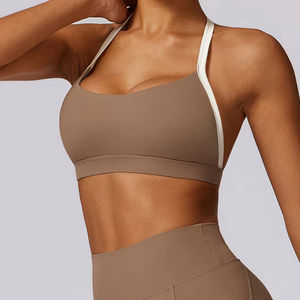 Premium Women's High Support <b>Racerback</b> Yoga Sports <b>Bra</b> with Front Logo Breathable Fabric Ergonomic Fit & Seamless Construction - Product Image 1