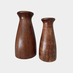 Juego de 2 floreros de madera de mango hechos a mano, florero de madera decorativo Interior para sala de estar - Product Image 1