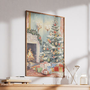 Modern Christmas Tree by Fireplace Premium Canvas and Wood <b>Frame</b> Decor - Product Image 5