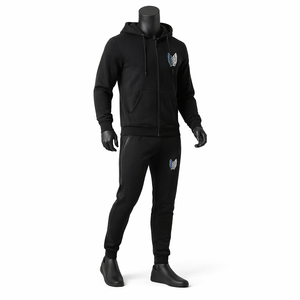 Conjunto Deportivo Personalizado con Logotipo, Sudadera con Capucha Negra Unisex, Pantalones Deportivos, Felpa de Algodón, Ropa Deportiva Urbana de 2 Piezas - Product Image 5