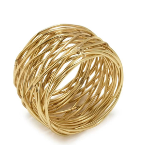 Elegantes Anillos para Servilletas de Latón Hechos a Mano con Acabado Dorado para una Decoración de Mesa de Inspiración Marítima - Product Image 1