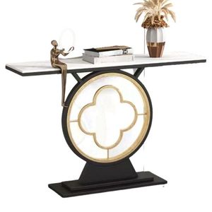 Modern Design Black & Golden Color Metal <b>Console</b> <b>Table</b> Sleek Design for Entryway Living Room or Hallway Deco - Product Image 1