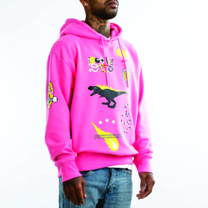 Drop-shoulder Printed Knitted Hoodies for <b>Men</b> Polyester/Cotton Blend Quick Dry & Eco-Friendly Breathable Winter <b>Pullover</b> - Product Image 5