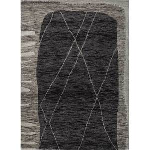 Zuri Large Hand Knotted Wool <b>Rug</b> Grey & <b>Black</b> Abstract Tibetan Design for Living Room or Bedroom-Lca-7043 - Product Image 1