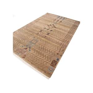 พรมไหมพรมผสมไหมแท้ถักมือสีเบจและสีน้ำตาลลายเรขาคณิตขนาดใหญ่ รุ่น Manchaha สำหรับห้องโถง ห้องนอน ห้องต่างๆ-LSB-05 - Product Image 2