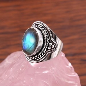 Anillo de Plata de Ley con Labradorita, Joyería Artesanal con Piedras Preciosas para Mujer, Anillo de Diseño, Proveedor Mayorista - Product Image 3