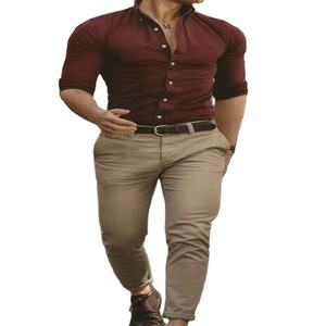 Camisa de vestir para hombre, ropa informal de algodón y poliéster, venta al por mayor, 2023 - Product Image 1