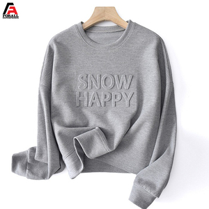 เสื้อฮู้ดดี้ผ้าฝ้าย 100% แบบนูน 3 มิติ สำหรับผู้หญิง คอกลม แบบสวมหัว เสื้อสเวตเชิ้ตผ้าฝ้าย 3 มิติ แบบนูน ผลิตตามสั่ง ขายส่ง - Product Image 4