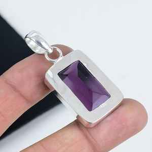 Handmade Amethyst <b>Pendant</b> 925 Sterling <b>Silver</b> Vintage Style Unique Gemstone Necklace For Women <b>Men</b> Gifts - Product Image 5