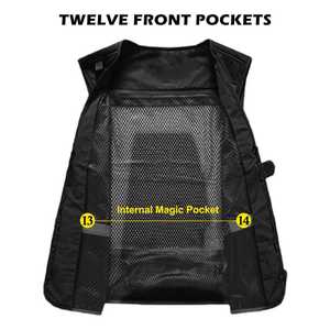 Chaleco informal de Safari para hombre, con cierre de botón mandarín, de lona, transpirable, bolsillos de carga, senderismo, pesca, trabajo, prendas de vestir exteriores - Product Image 6