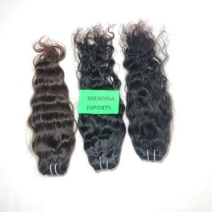 100% vente en gros pas cher naturel brut vierge machine double trame vendeur couleur noire faisceaux ondulés temple indien cheveux humains - Product Image 2