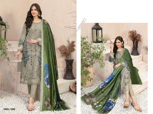 Traje Dupatta con Bordado Intenso en Algodón Puro con Trabajo de Bordado y Estampado de Algodón, Vestido Estilo Indio para Venta al por Mayor - Product Image 5