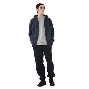 Sweat à capuche à fermeture éclair en polaire solide pour hommes 100% coton avec poche coupe-vent imperméable coupe régulière hiver - Product Image 2