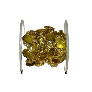 Beautiful Citrine Quartz Gold Plated Bezel Connector <b>Rosary</b> Chain. Gemstone Bezel beads Chain for Bracelet Necklace Making - Product Image 1