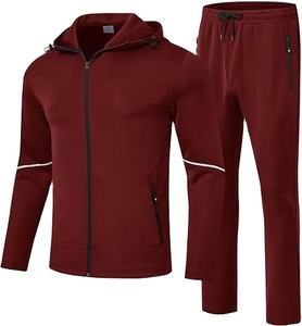 Men's Solid Pattern Track Suits Sets Casual <b>Joggers</b> Elasticated Waist Zipper <b>Pockets</b> Plus Size Full <b>Zip</b> Sports Jacket for Spring - Product Image 1