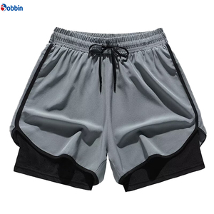 Pantalones Cortos Deportivos 2 en 1 con Logotipo Personalizado para Hombre, Pantalones Cortos Deportivos con Bolsillo Interior para Teléfono, Color Sólido, Ropa Masculina - Product Image 4