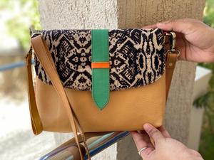 Sac à main en cuir véritable pour femmes, sac à bandoulière multicolore de Style attrayant, sac à main imprimé d'animaux - Product Image 2