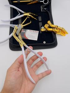 Premium Micro-Link Tool Kit Cinta en Alicates para extensiones de cabello en color oro blanco con estuche Logotipo personalizado Extensiones Hair Pulling Loop - Product Image 6
