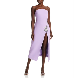 Abito midi viola David Koma con spacco frontale in cristallo, silhouette a tubino, vita naturale, taglia 8 - Product Image 1