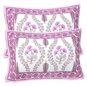 Graceful Pink Blossom Jaipuri Hand <b>Block</b> Printed Cotton Double Bedsheet Set Animal Leaves Pattern Eco-friendly 200TC Bed Linen - Product Image 2